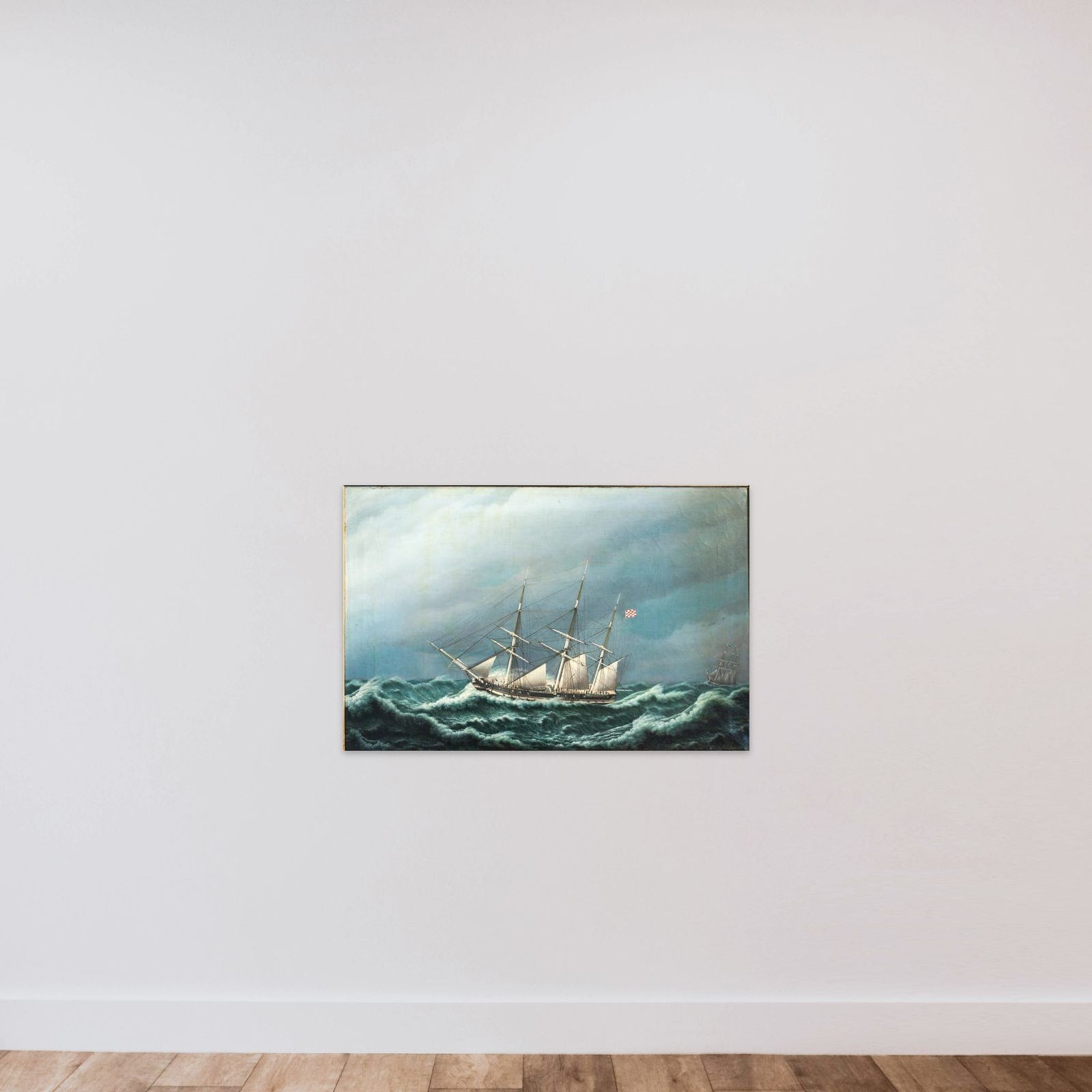 To danske fregatter i en storm signalerer med hinanden unframed — shown to scale
