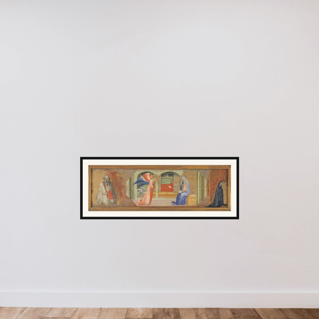 Skt. Benedikt - Bebudelsen - En knælende nonne framed — shown to scale