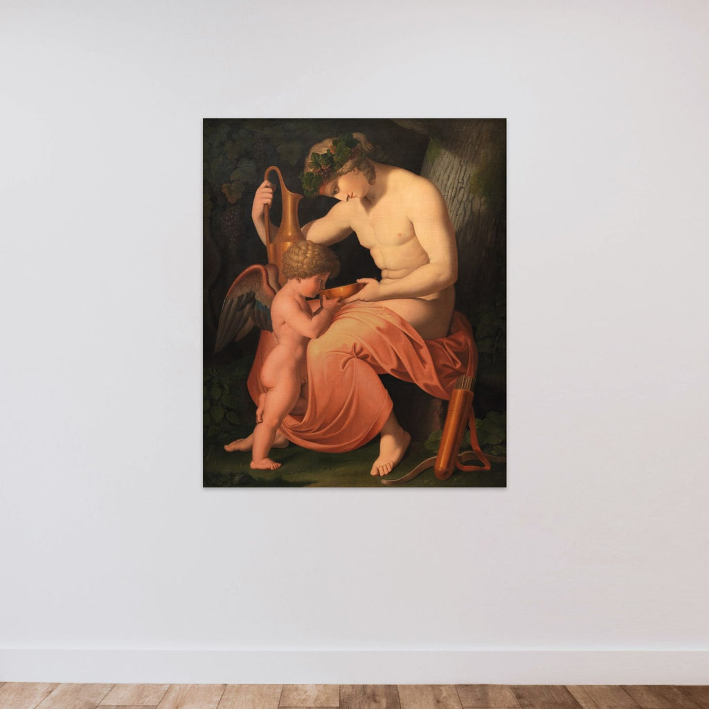 Bacchus og Amor unframed — shown to scale