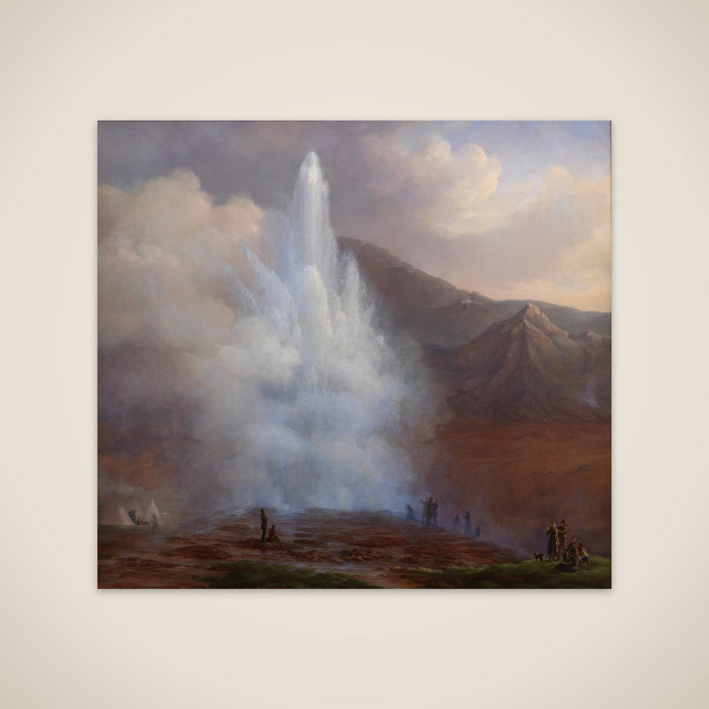 Store Geysir på Island under eruptionen i året 1834 unframed print