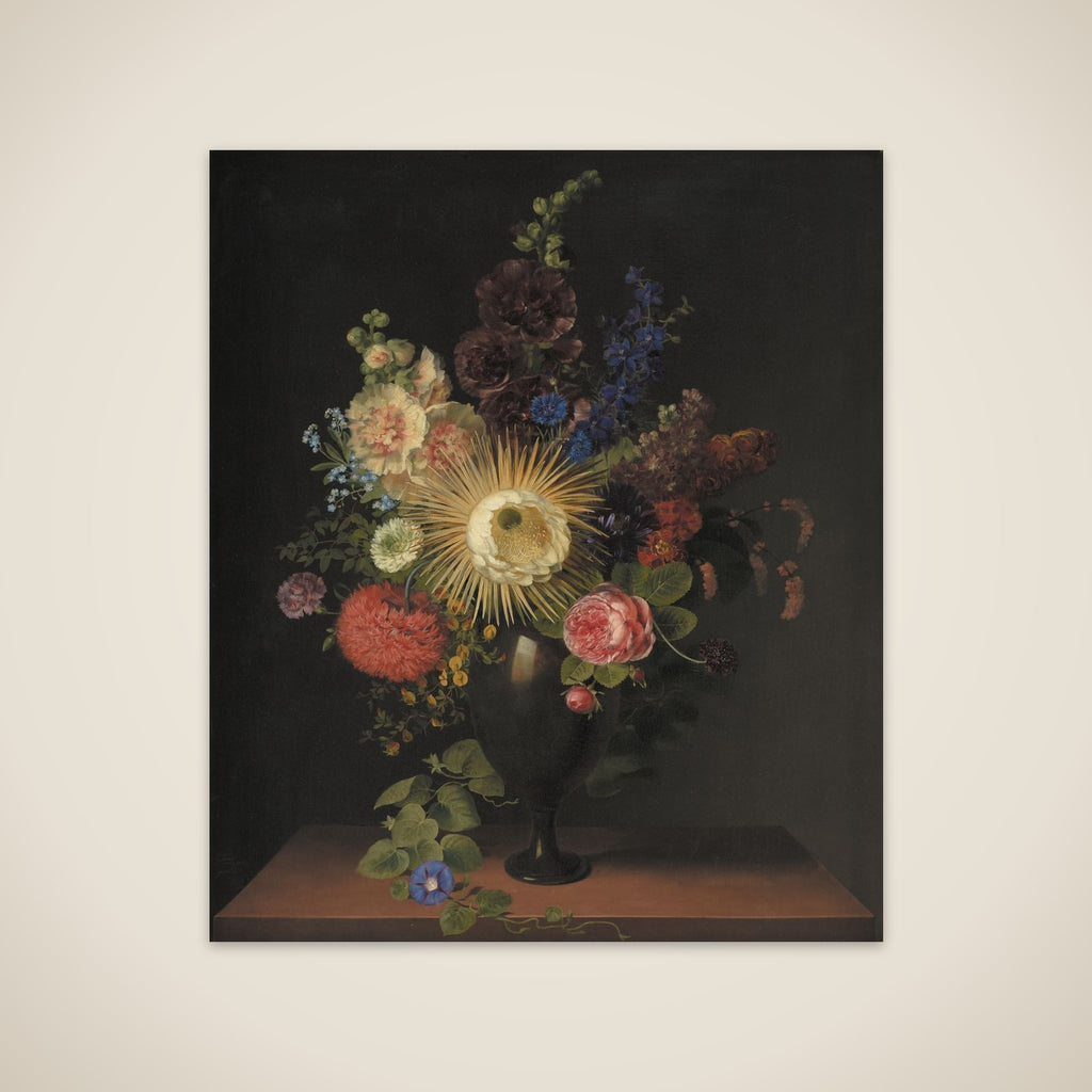 En porfyrvase med Cactus grandiflora og andre blomster unframed print