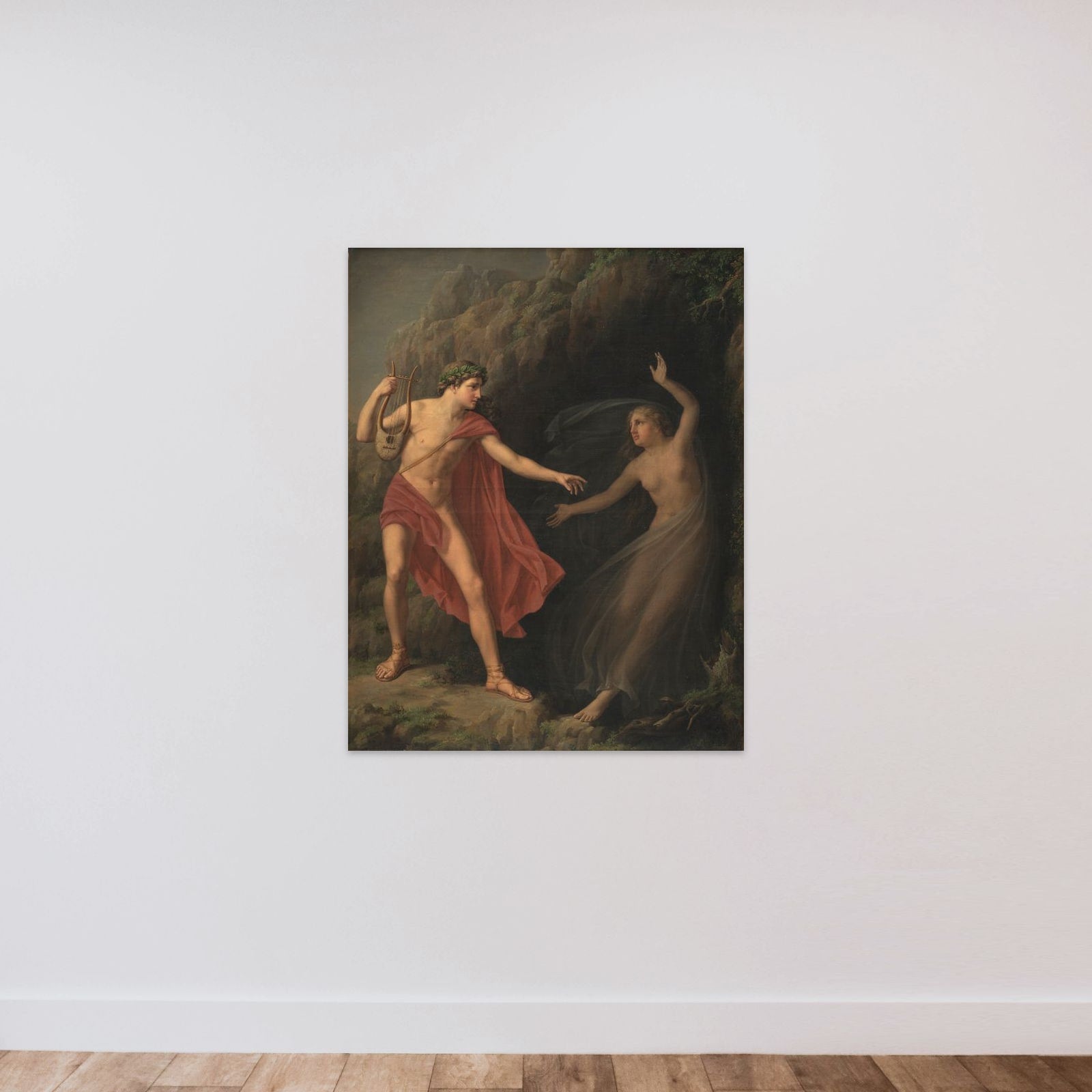 Orfeus og Euridike unframed — shown to scale