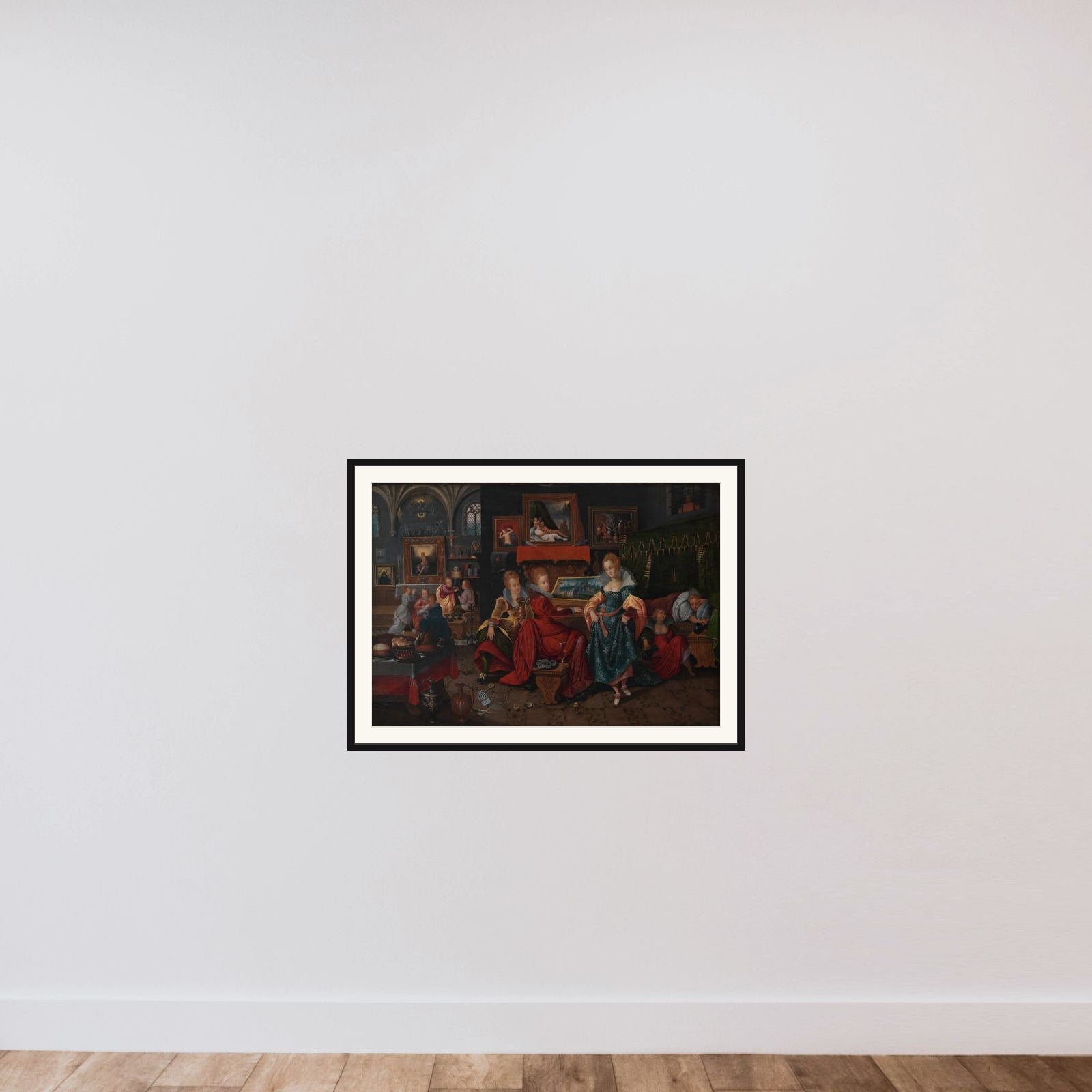 Lignelsen om De kloge og De ukloge jomfruer framed — shown to scale