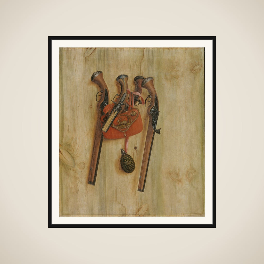 Trompe l'oeil med pistoler framed