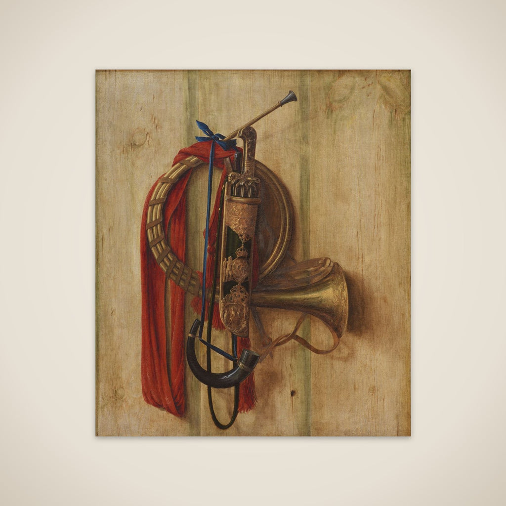 Trompe l'oeil med Christian Vs udstyr til parforcejagt unframed print