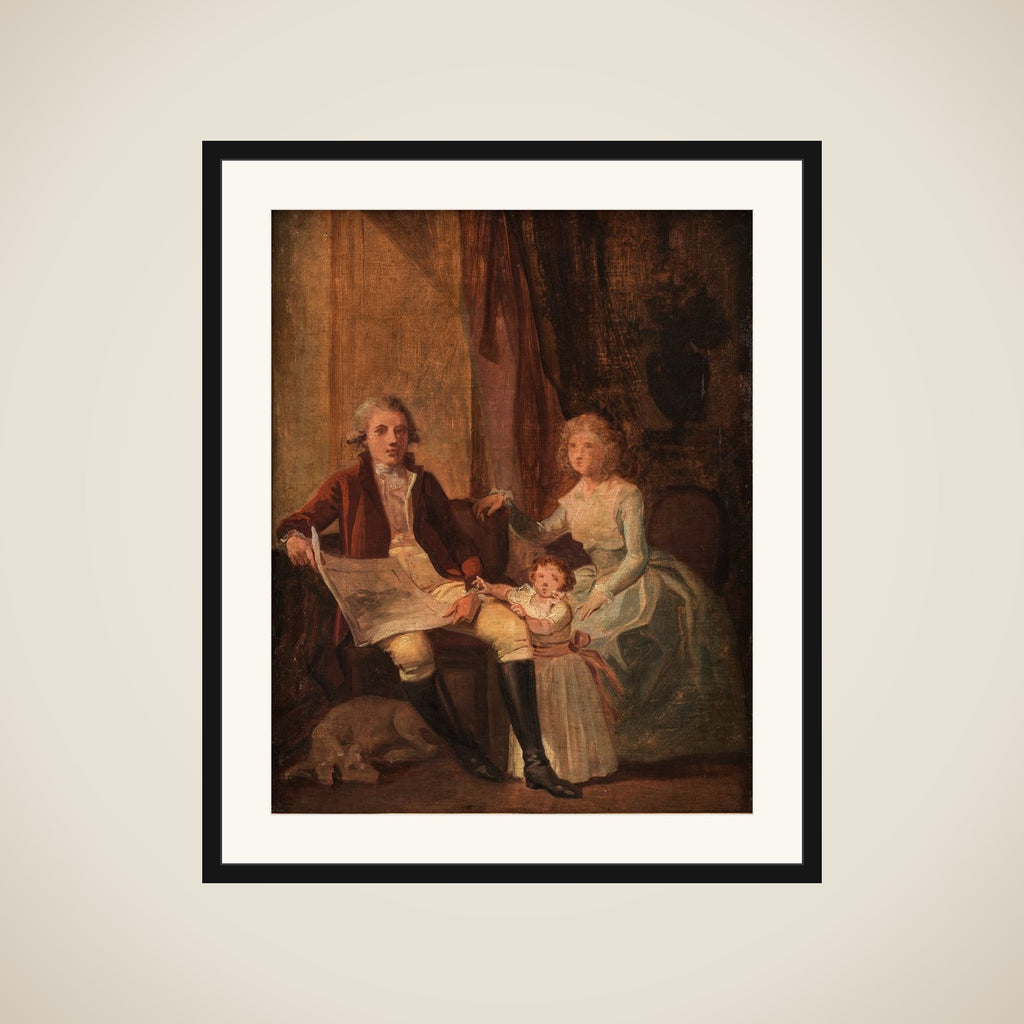 Peder Anker med hustru og datter framed