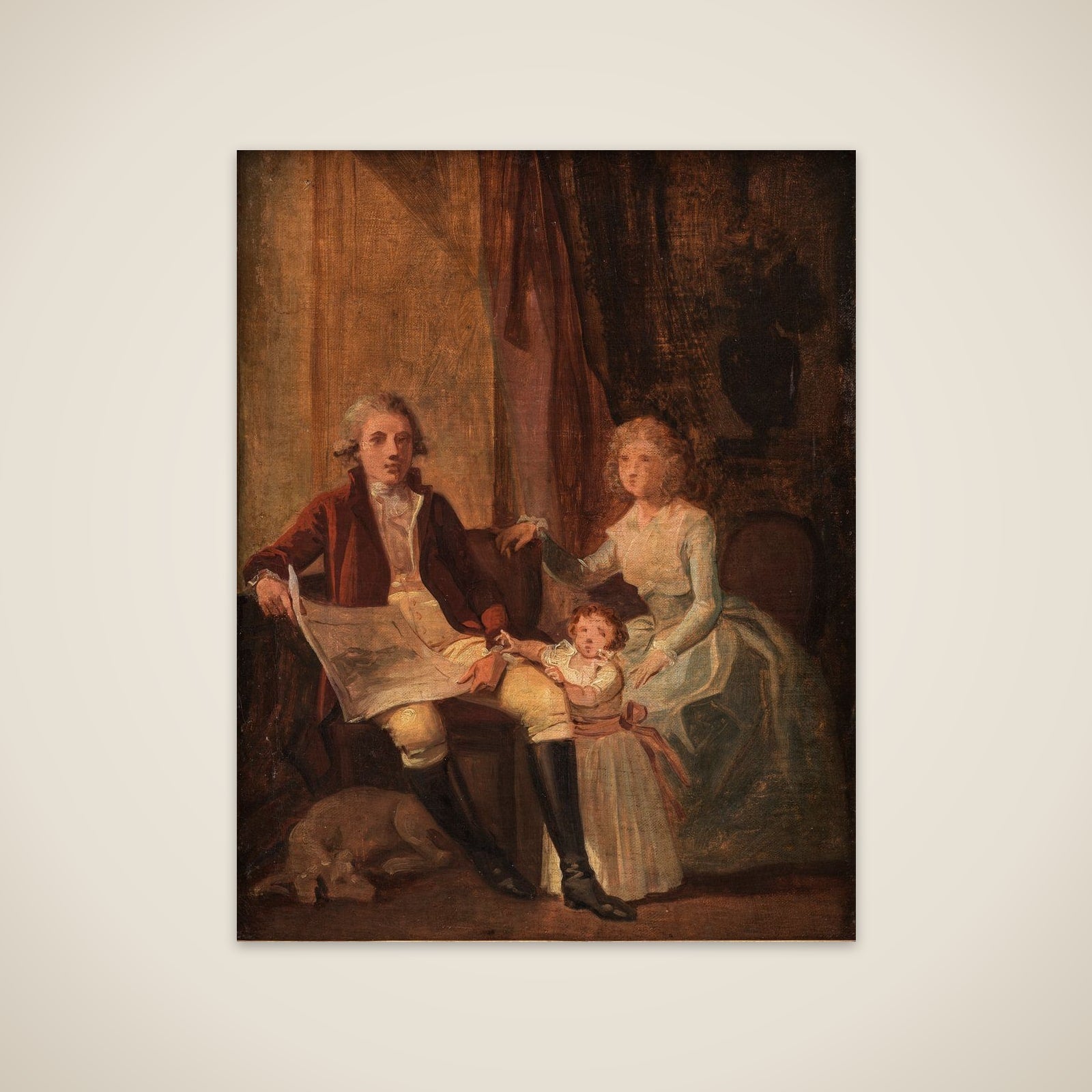 Peder Anker med hustru og datter unframed print