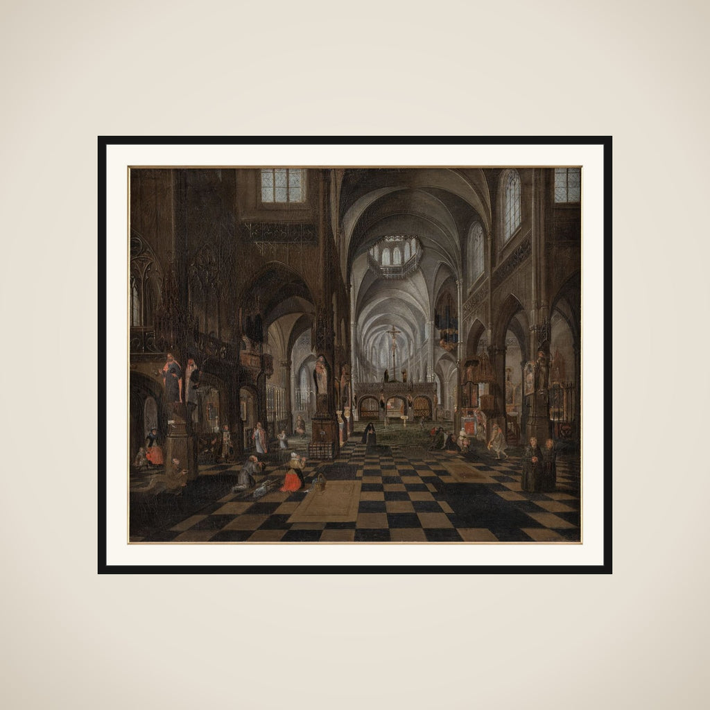 Det indre af en katolsk kirke framed