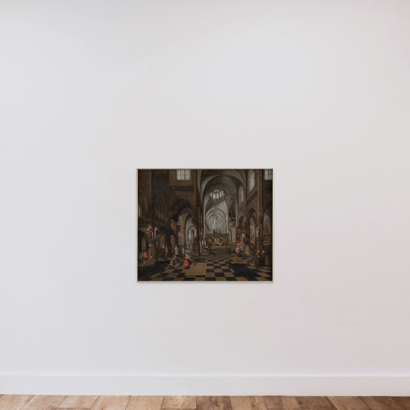 Det indre af en katolsk kirke unframed — shown to scale