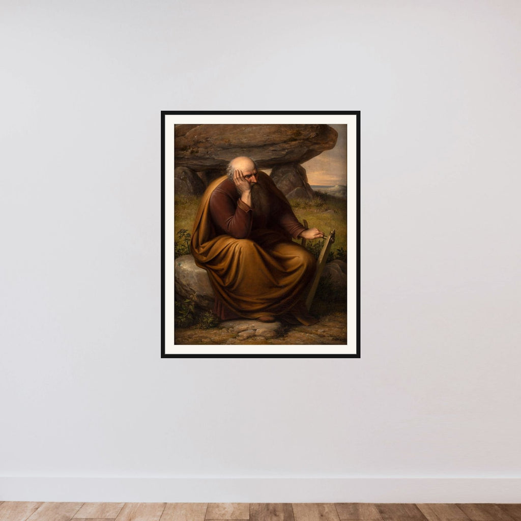 Den sidste skjald framed — shown to scale