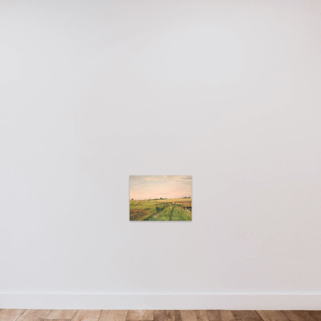 Marklandskab med en bro unframed — shown to scale