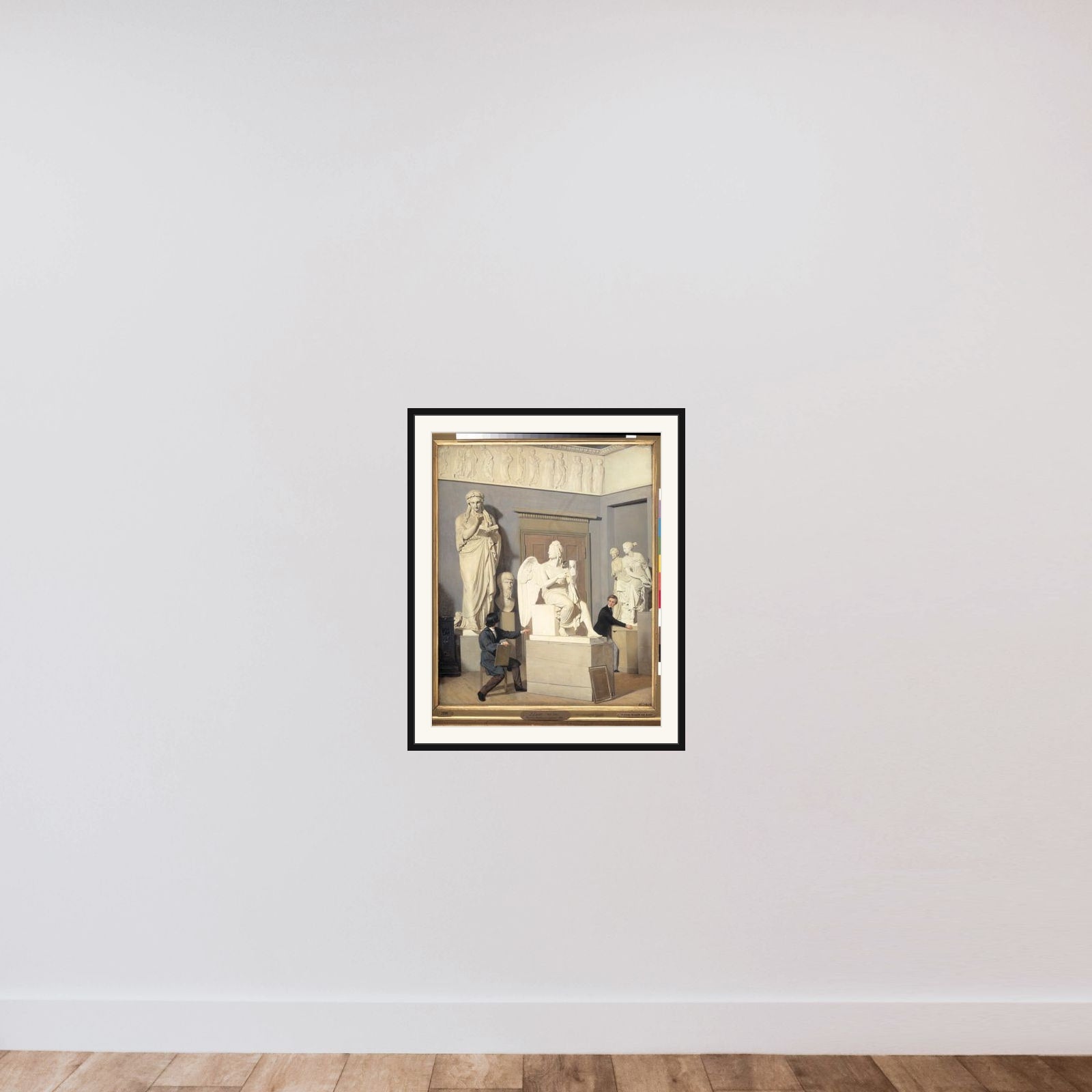 Fra Kunstakademiets figursal framed — shown to scale
