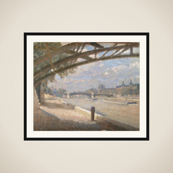 Under Pont des Arts i Paris. Middagssol framed