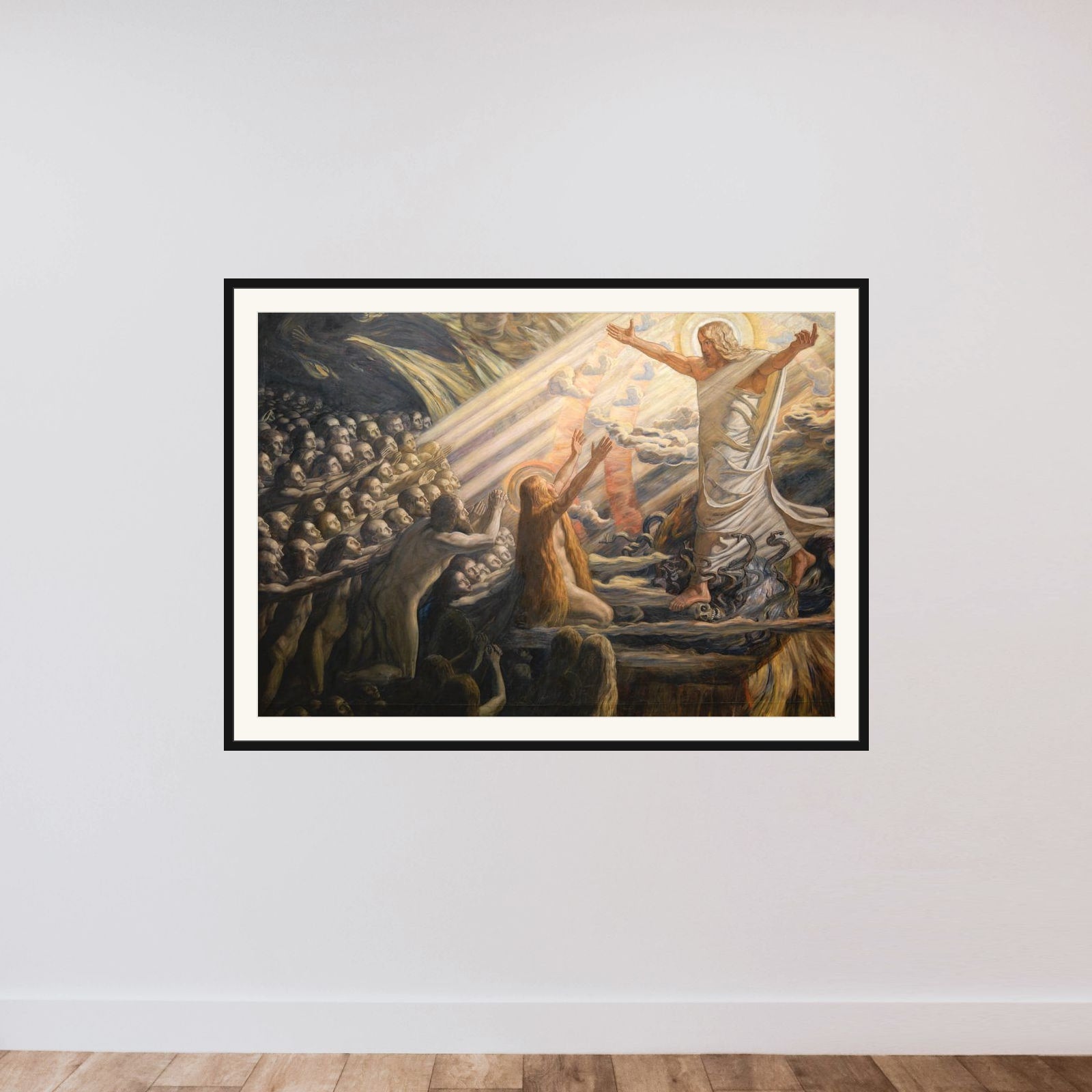 Kristus i de dødes rige framed — shown to scale