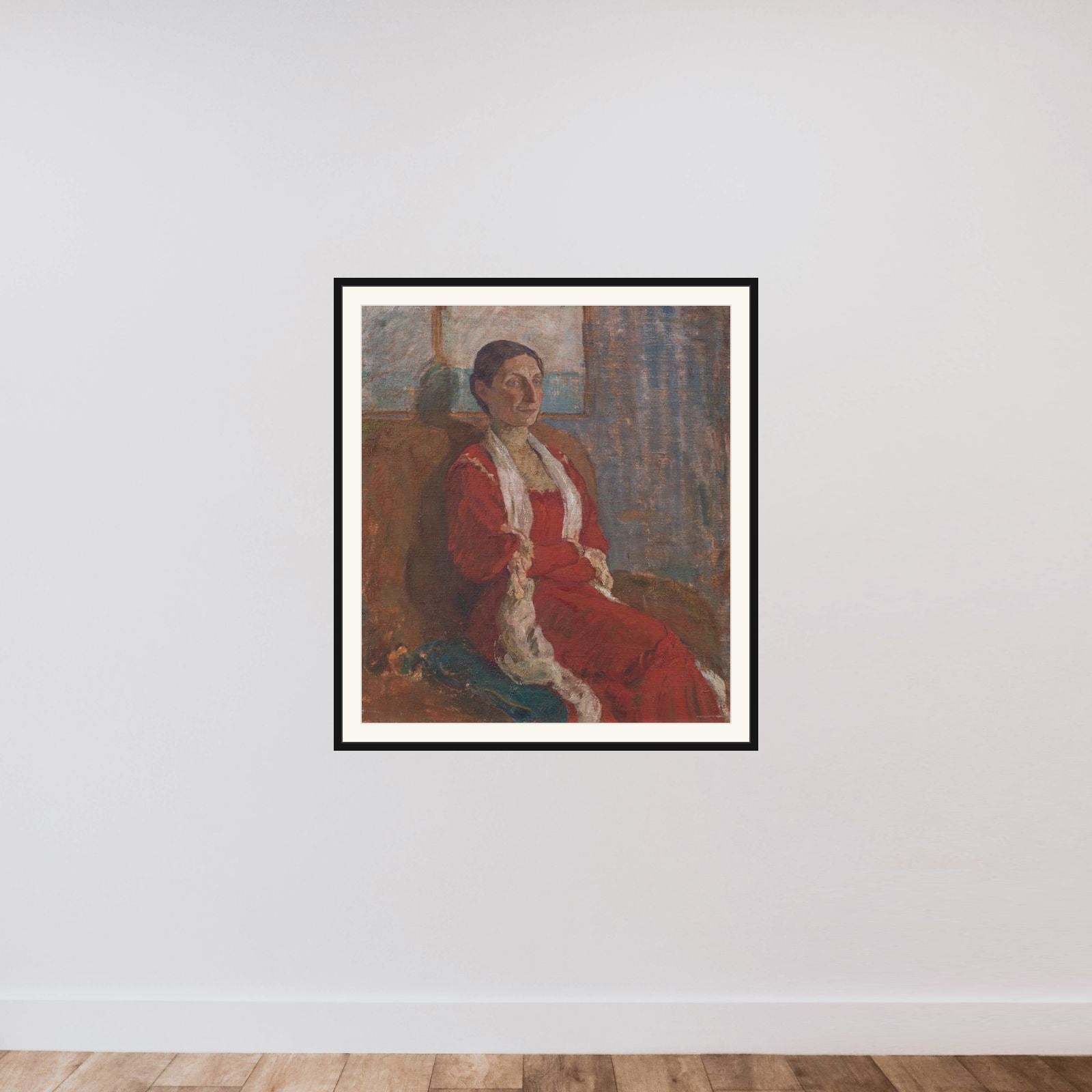 Portræt af fru Bertha Brandstrup framed — shown to scale