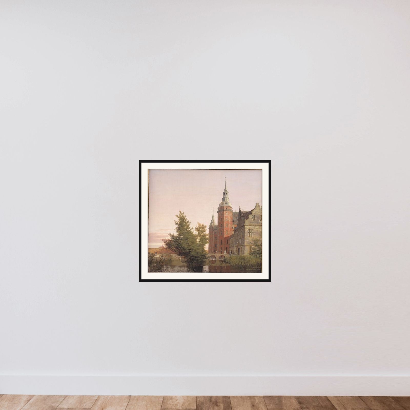 Frederiksborg Slot. Parti ved Møntbroen framed — shown to scale