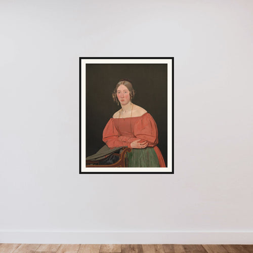 Cecilie Margrethe Petersen, født Købke, kunstnerens søster framed — shown to scale