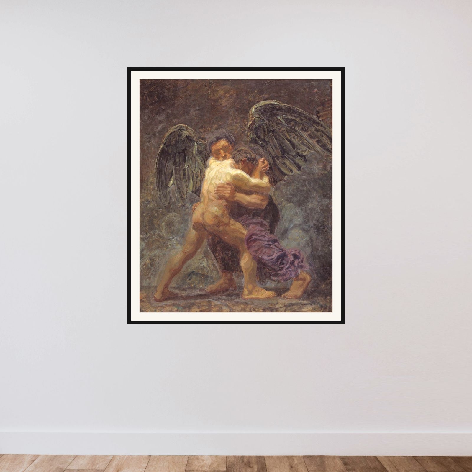 Jakobs kamp med englen framed — shown to scale