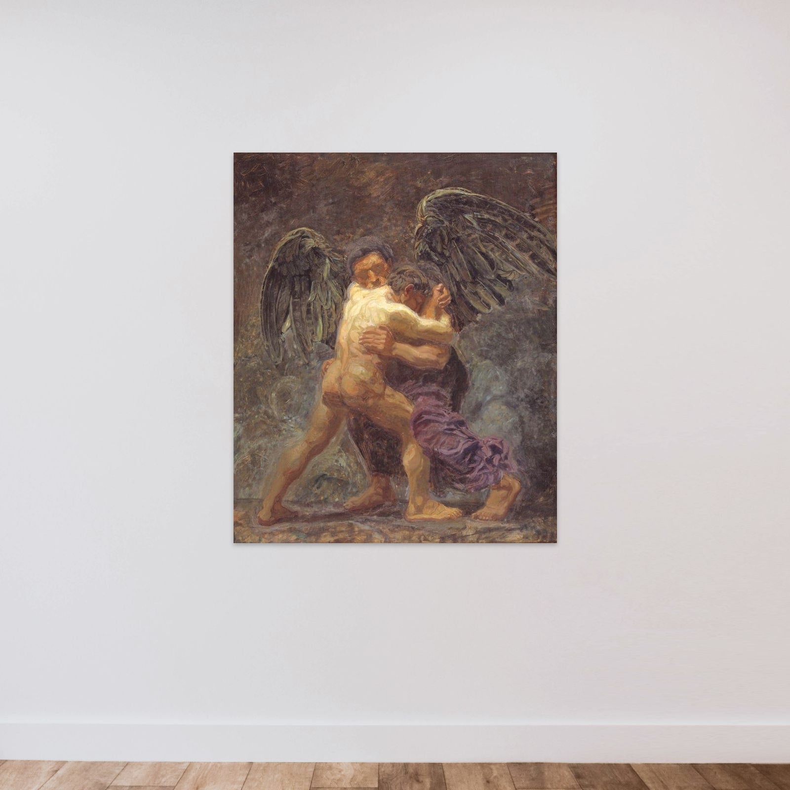 Jakobs kamp med englen unframed — shown to scale