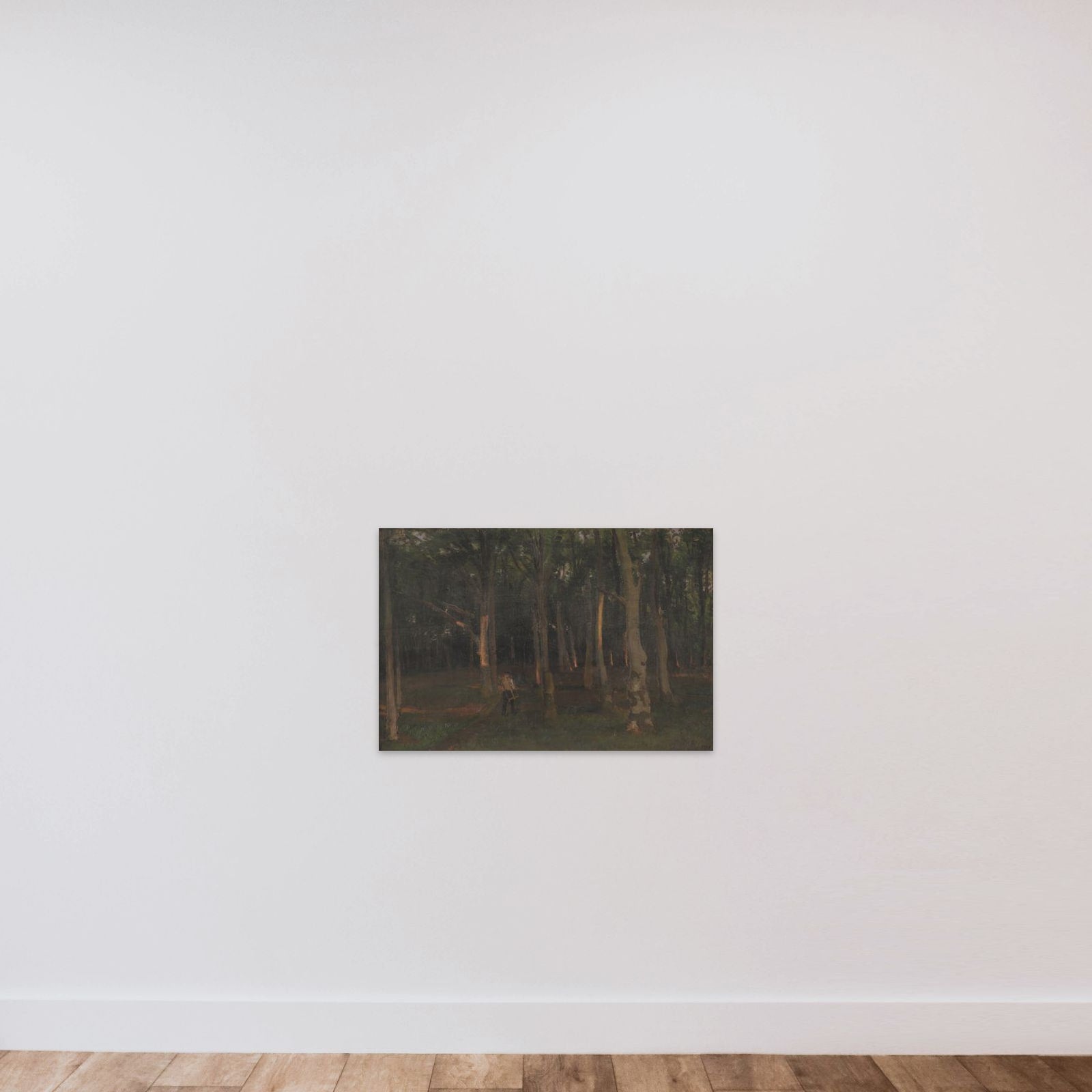 Skov ved solnedgang unframed — shown to scale
