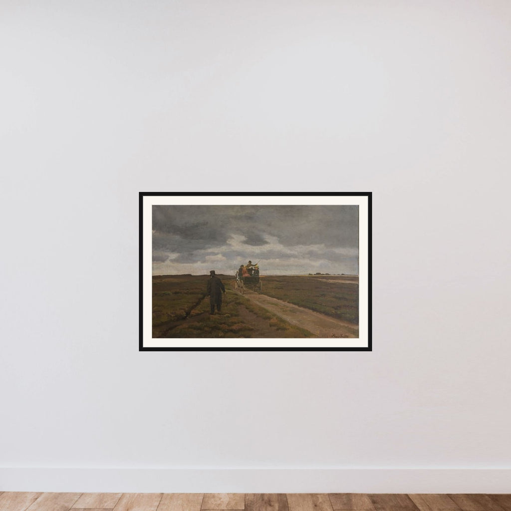 Hedelandskab med en dagvogn framed — shown to scale