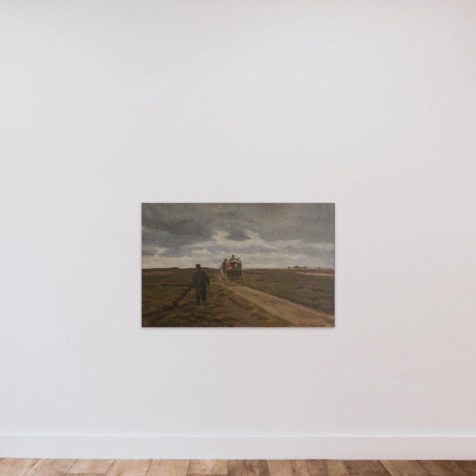 Hedelandskab med en dagvogn unframed — shown to scale