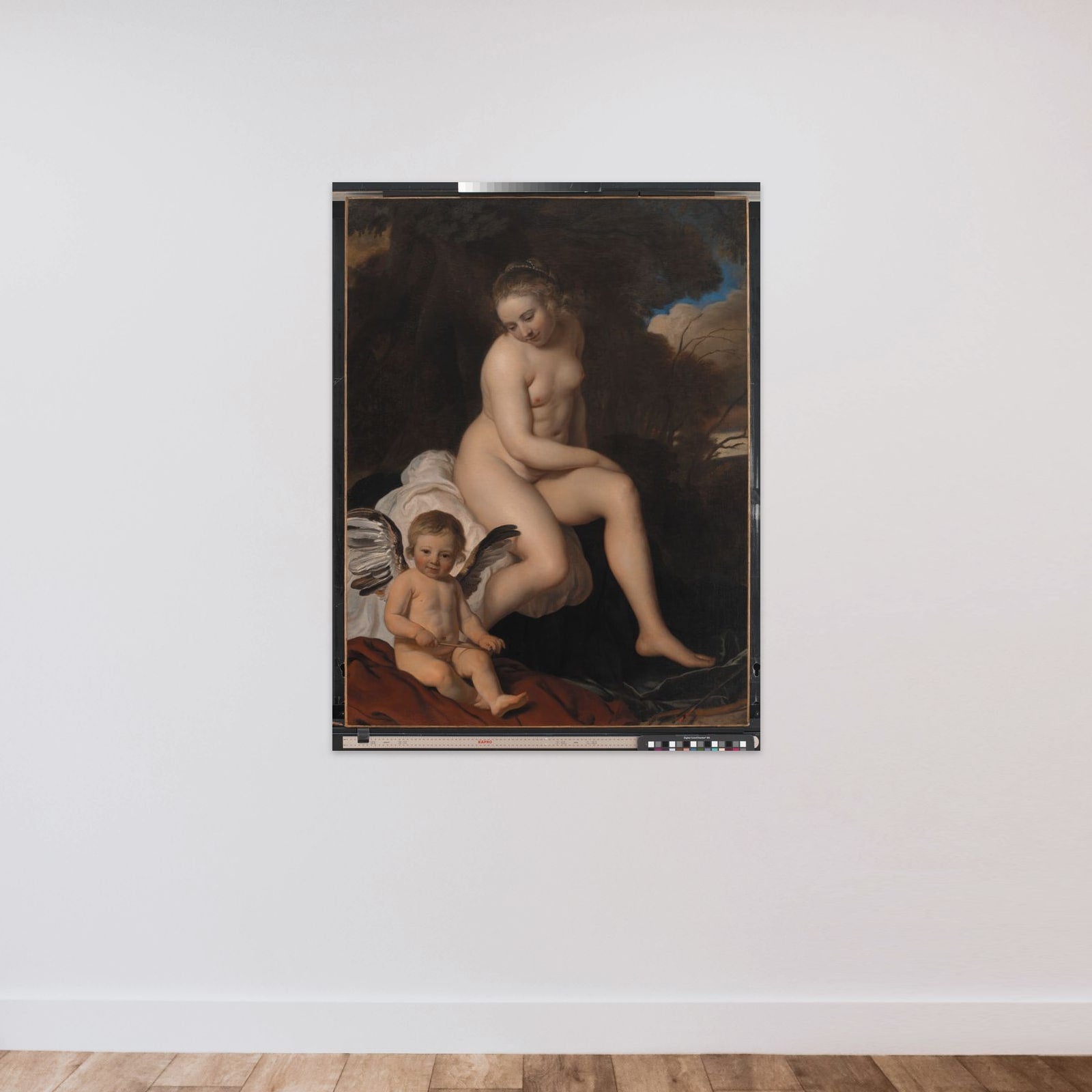 Venus og Amor unframed — shown to scale