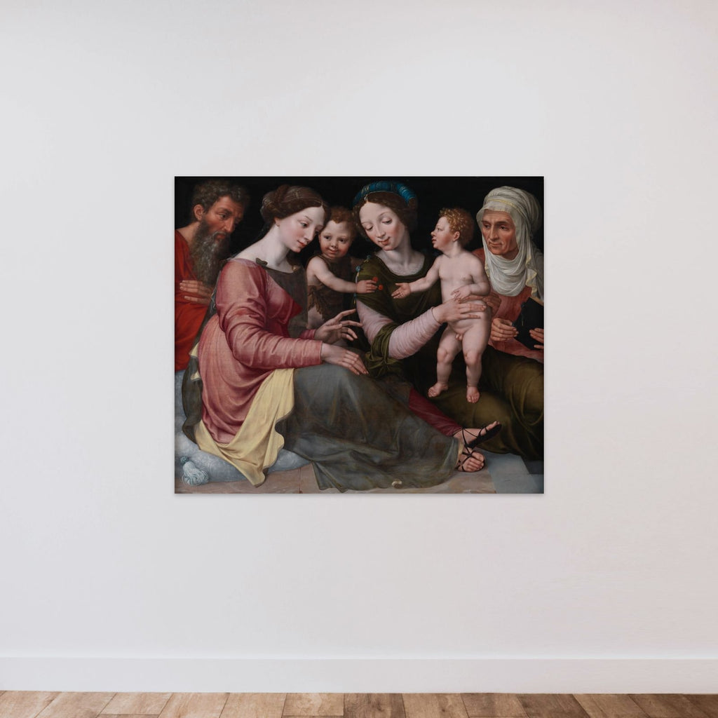 Den hellige familie med den lille Johannes, Skt. Elisabeth (Johannes' moder) og Skt. Anna (Marias moder) unframed — shown to scale