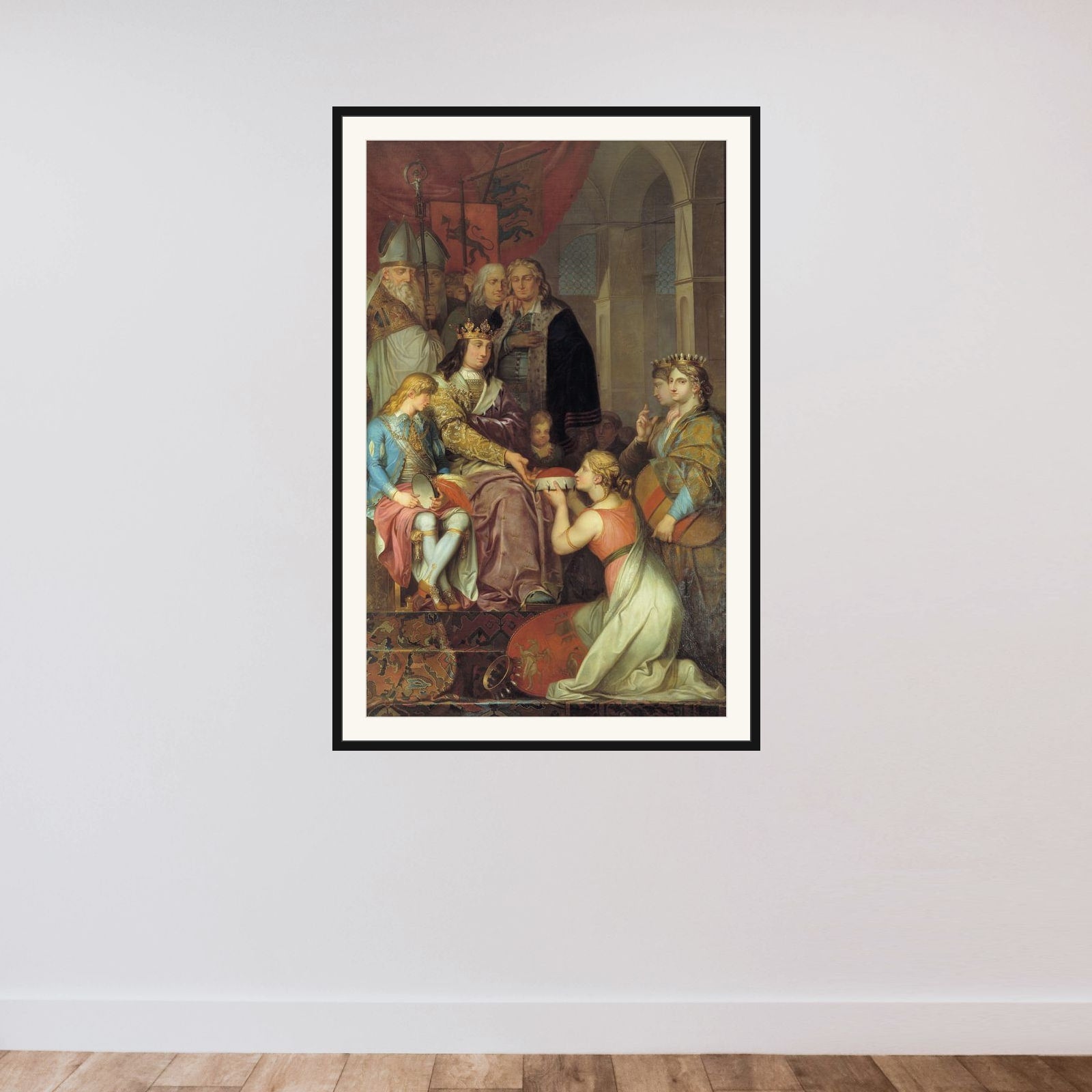 Christian I ophøjer Holsten til hertugdømme i 1474. Allegori. Maleri udført til Christiansborg Slot framed — shown to scale