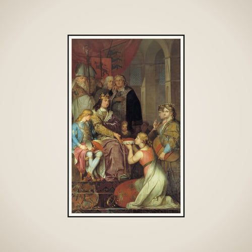 Christian I ophøjer Holsten til hertugdømme i 1474. Allegori. Maleri udført til Christiansborg Slot framed
