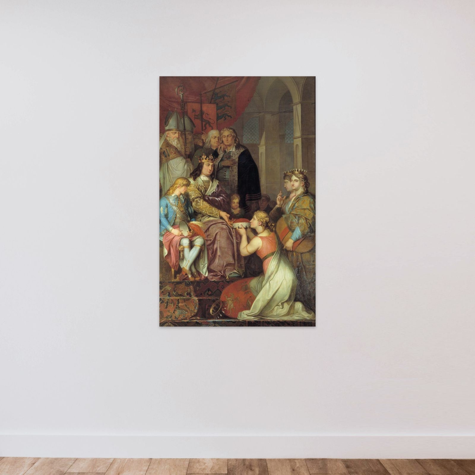 Christian I ophøjer Holsten til hertugdømme i 1474. Allegori. Maleri udført til Christiansborg Slot unframed — shown to scale