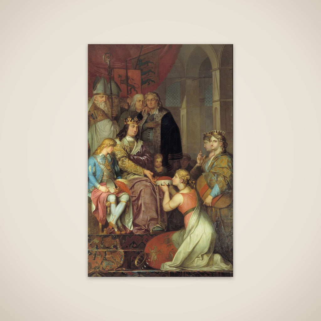 Christian I ophøjer Holsten til hertugdømme i 1474. Allegori. Maleri udført til Christiansborg Slot unframed print