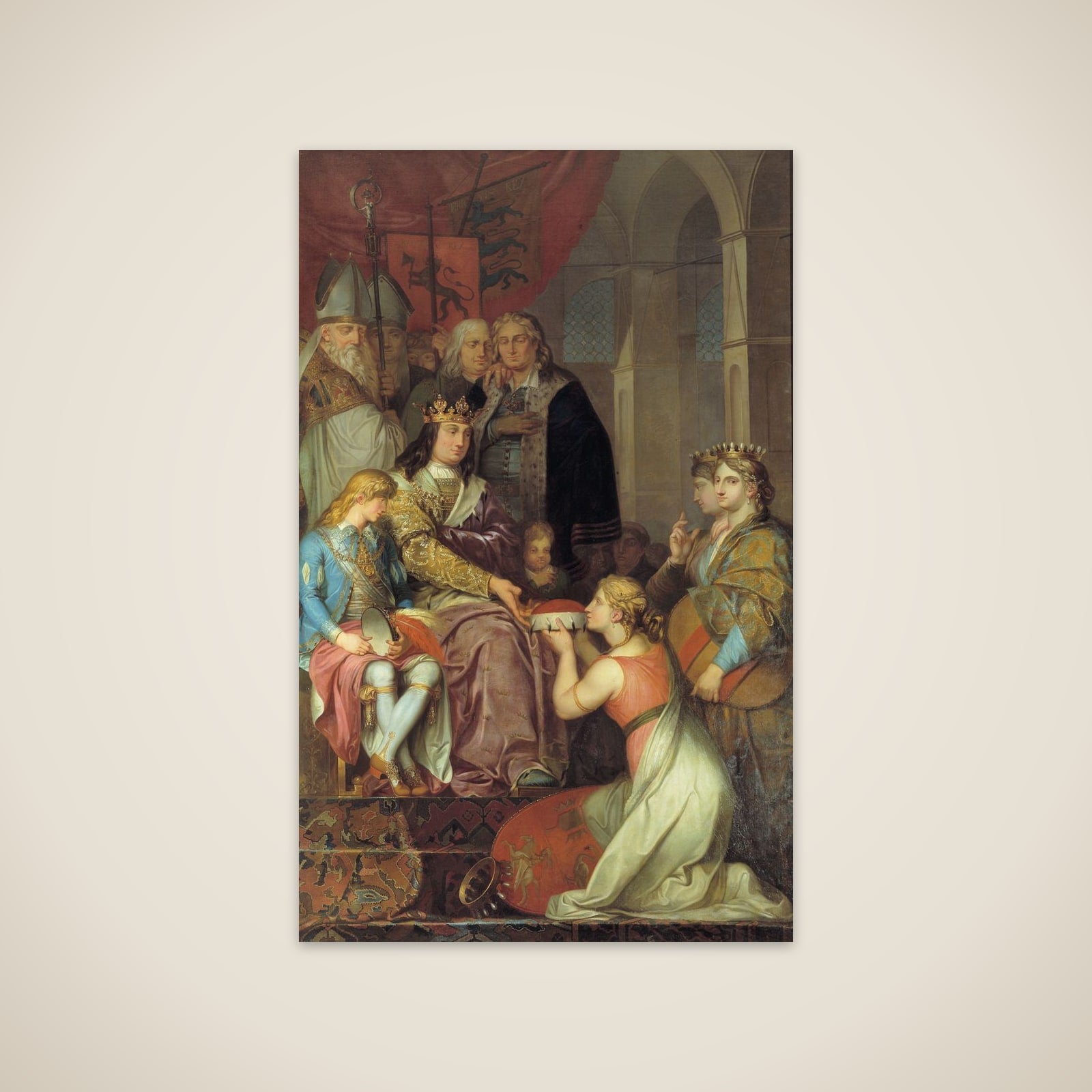Christian I ophøjer Holsten til hertugdømme i 1474. Allegori. Maleri udført til Christiansborg Slot unframed print