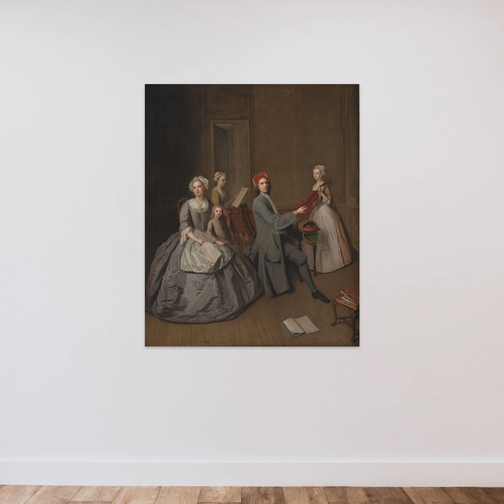Kunstneren og hans familie musicerende unframed — shown to scale