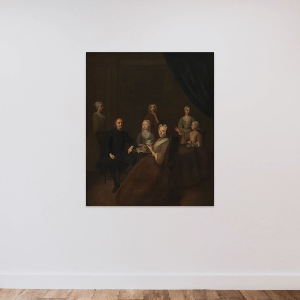 Kunstnerens svigerforældre og nogle af deres børn unframed — shown to scale