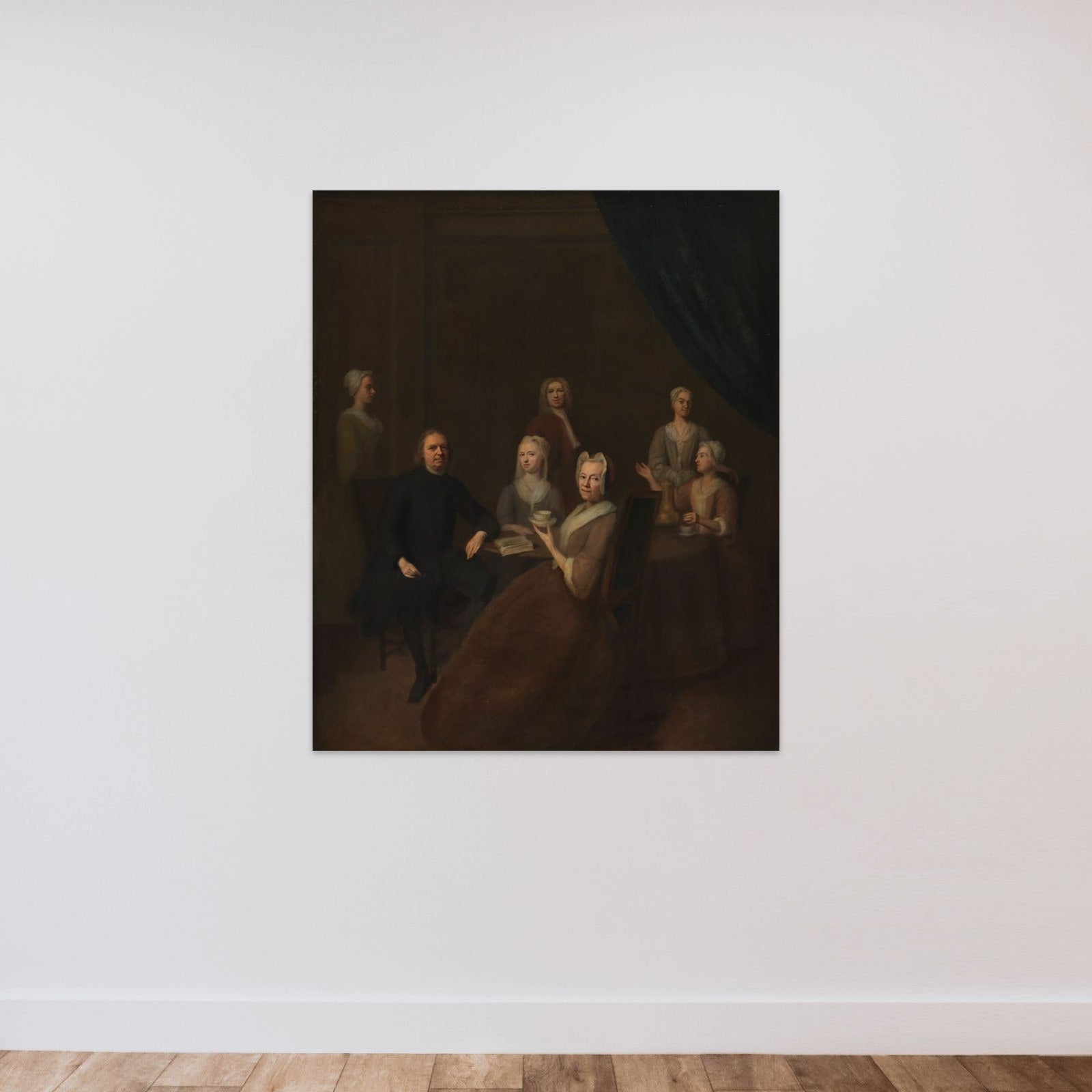 Kunstnerens svigerforældre og nogle af deres børn unframed — shown to scale