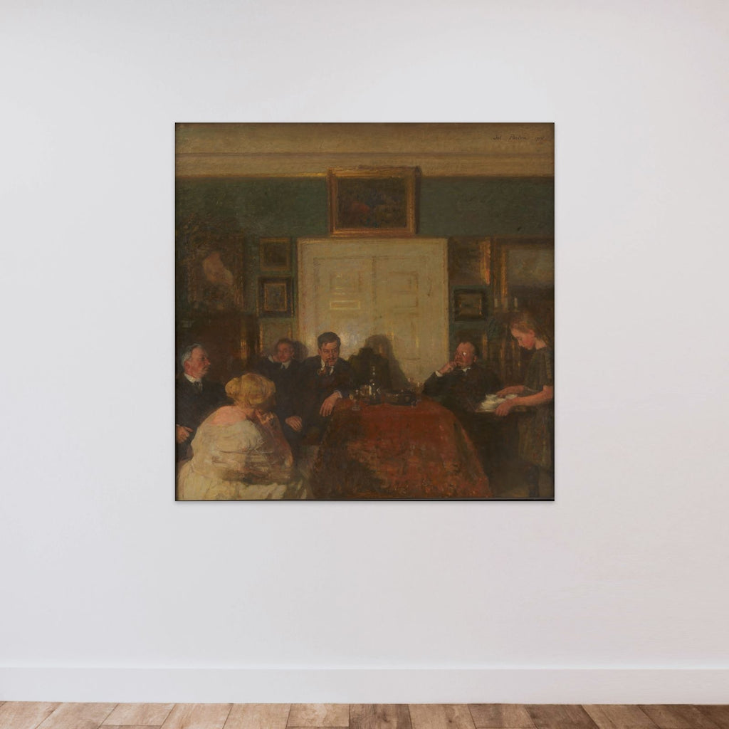 Aftenselskab i kunstnerens hjem unframed — shown to scale