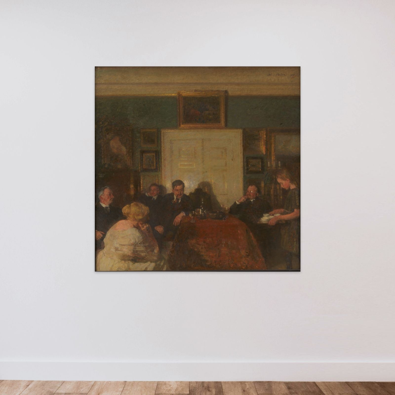 Aftenselskab i kunstnerens hjem unframed — shown to scale