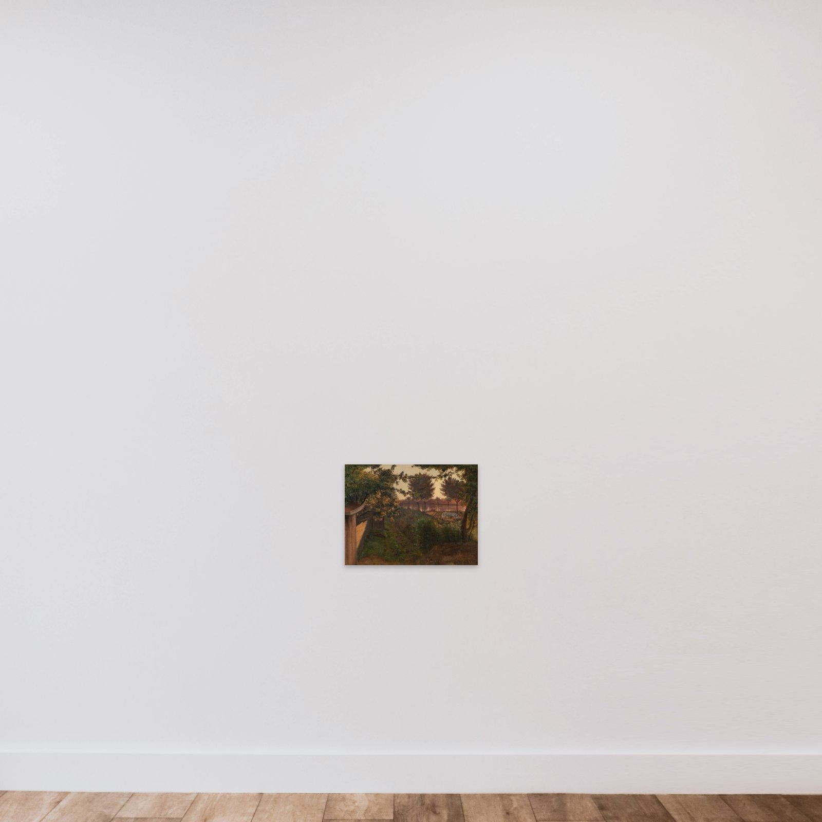 Bag kunstnerens have på Farimagsvej ved St. Jørgens Sø unframed — shown to scale