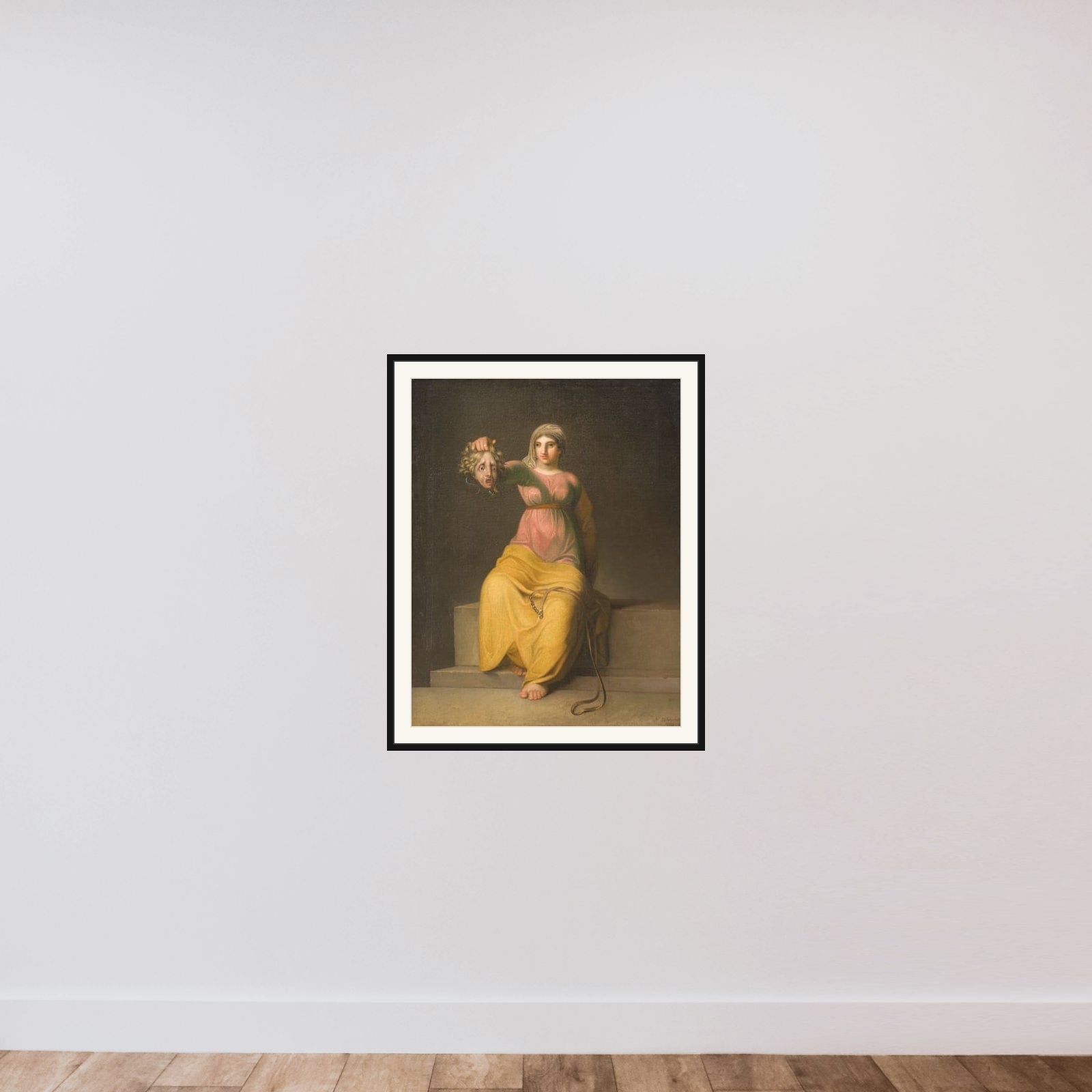 Teologien. Allegorisk figur framed — shown to scale