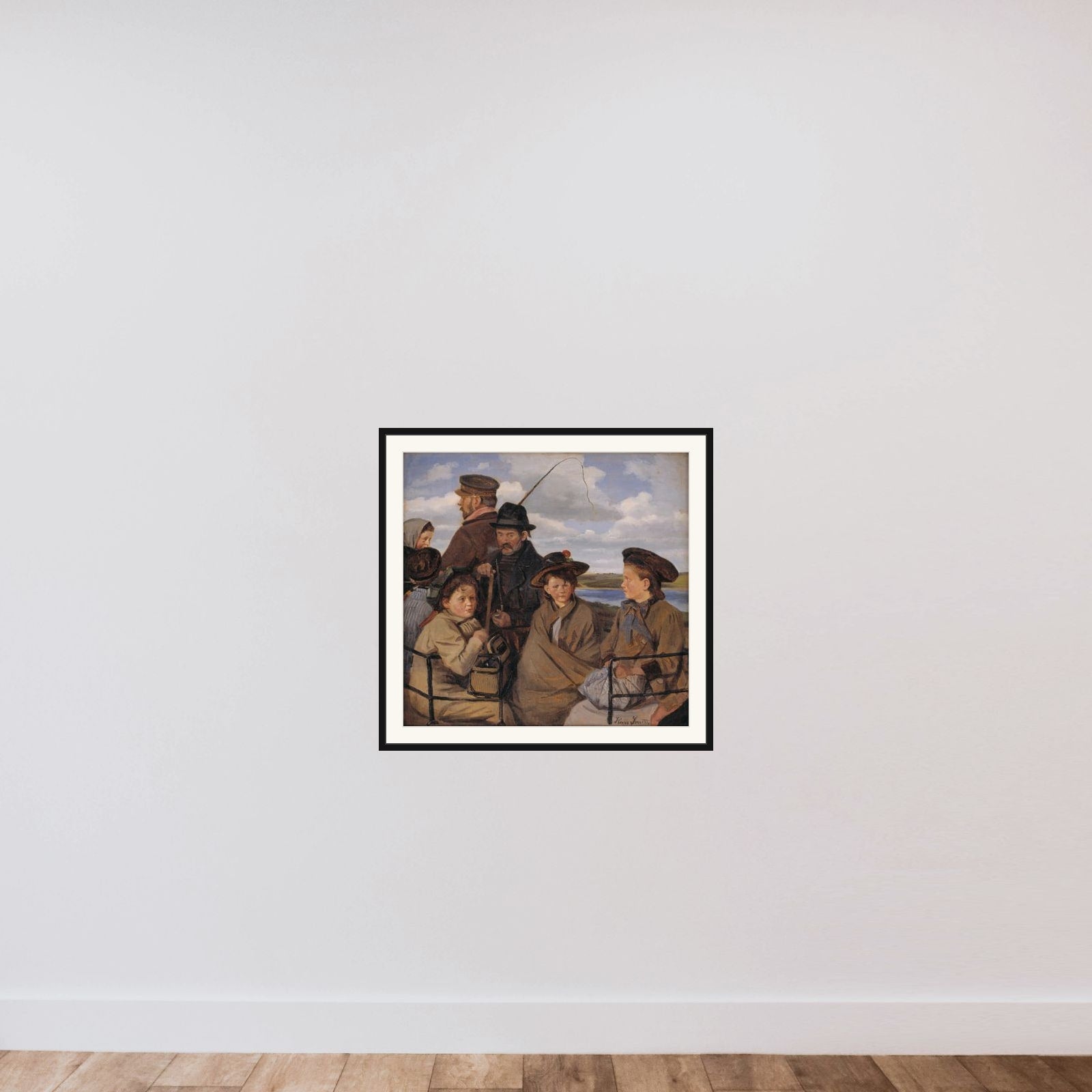 I dagvognen. Kunstnerens broderbørn framed — shown to scale