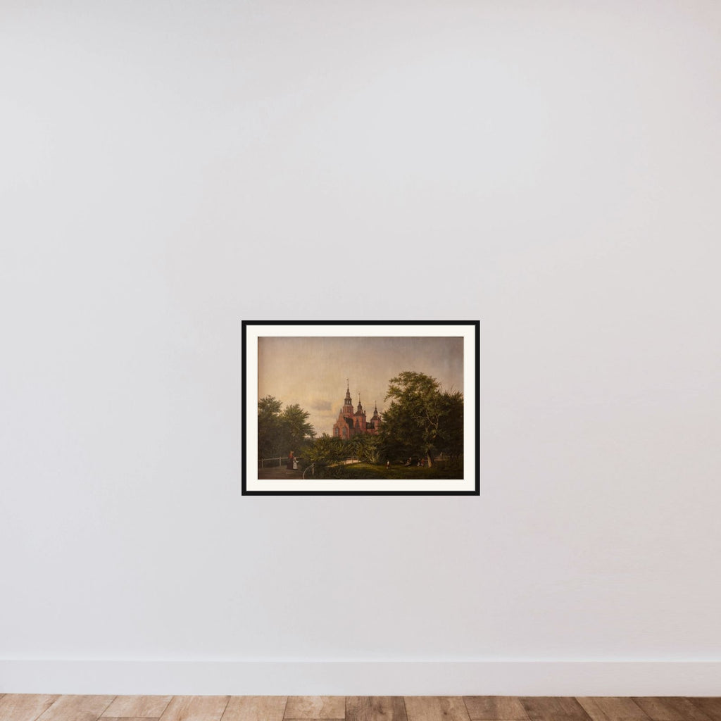 Rosenborg Slot set fra haven framed — shown to scale