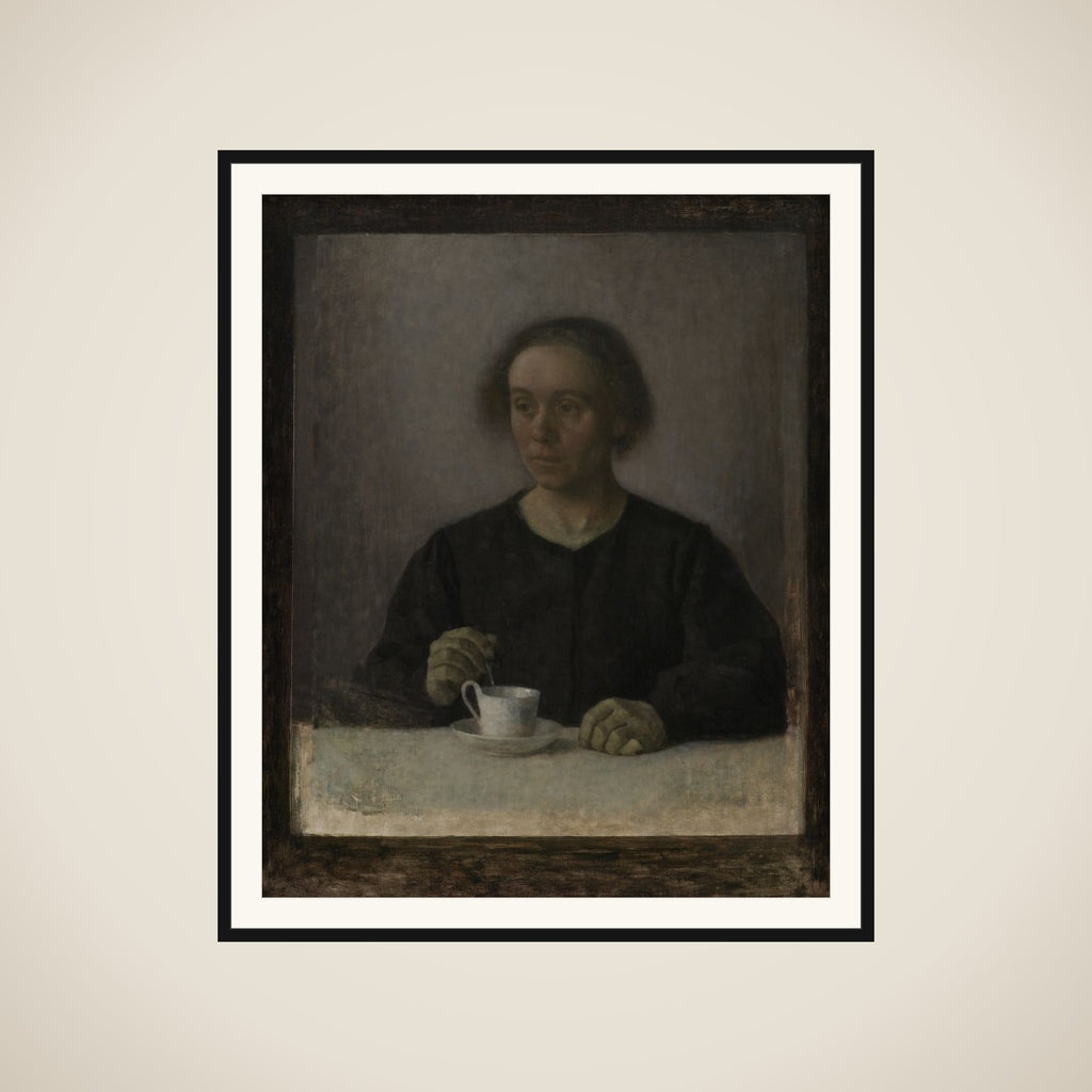 Kunstnerens hustru Ida Hammershøi med en tekop framed