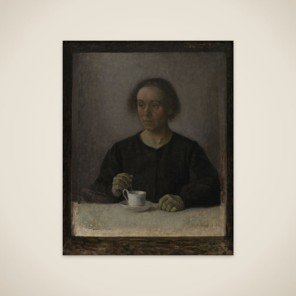 Kunstnerens hustru Ida Hammershøi med en tekop unframed print