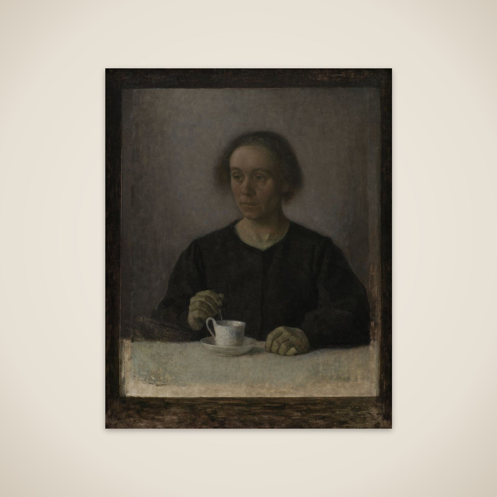 Kunstnerens hustru Ida Hammershøi med en tekop unframed print