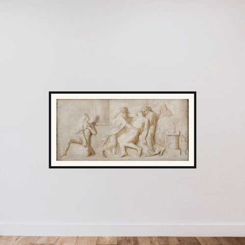 Achilleus' død for Paris' pileskud framed — shown to scale