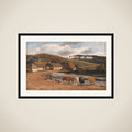 Køer vandes ved et gadekær. Brofelde framed