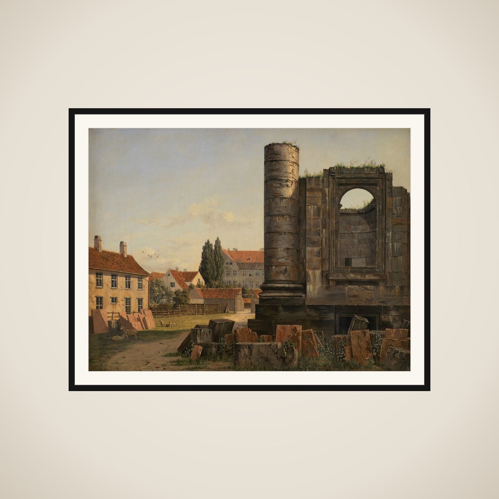 Parti af Marmorpladsen med ruinerne af den ufuldførte Frederikskirke framed