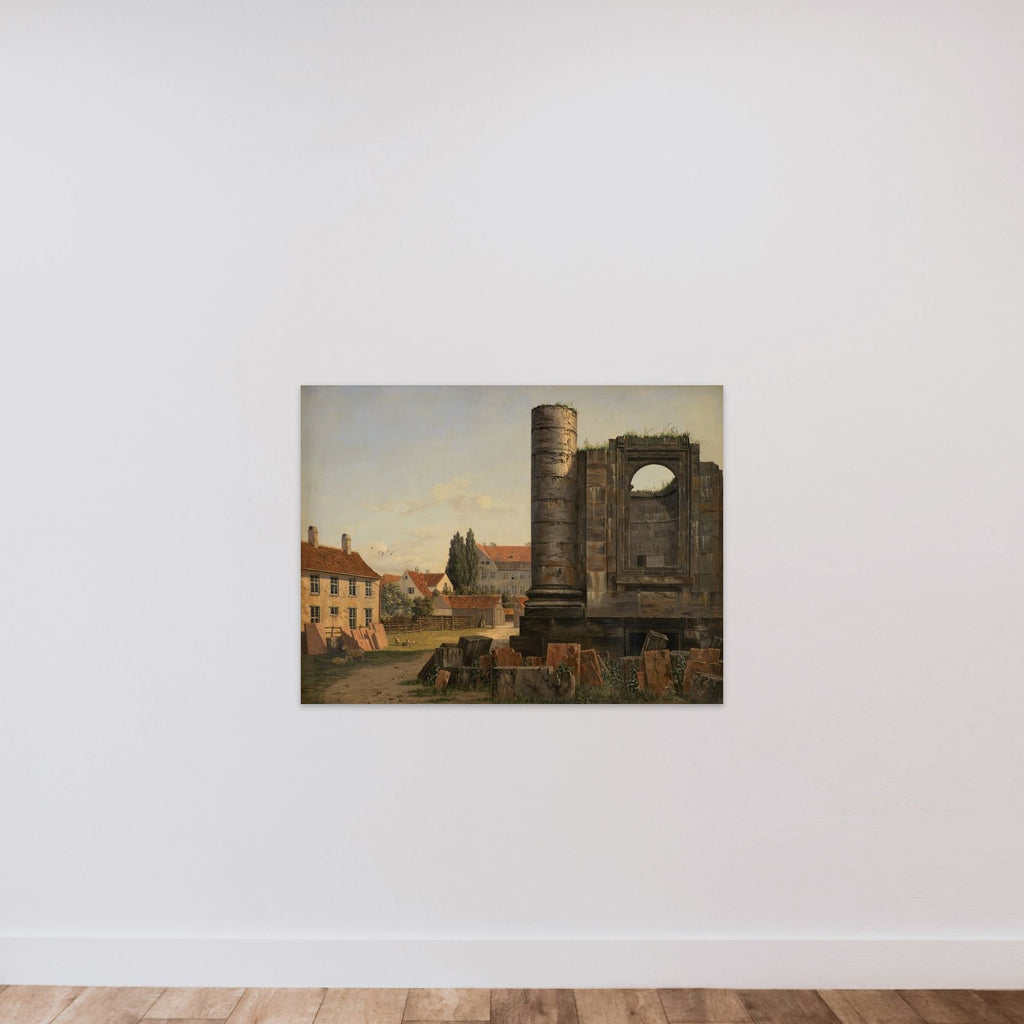 Parti af Marmorpladsen med ruinerne af den ufuldførte Frederikskirke unframed — shown to scale