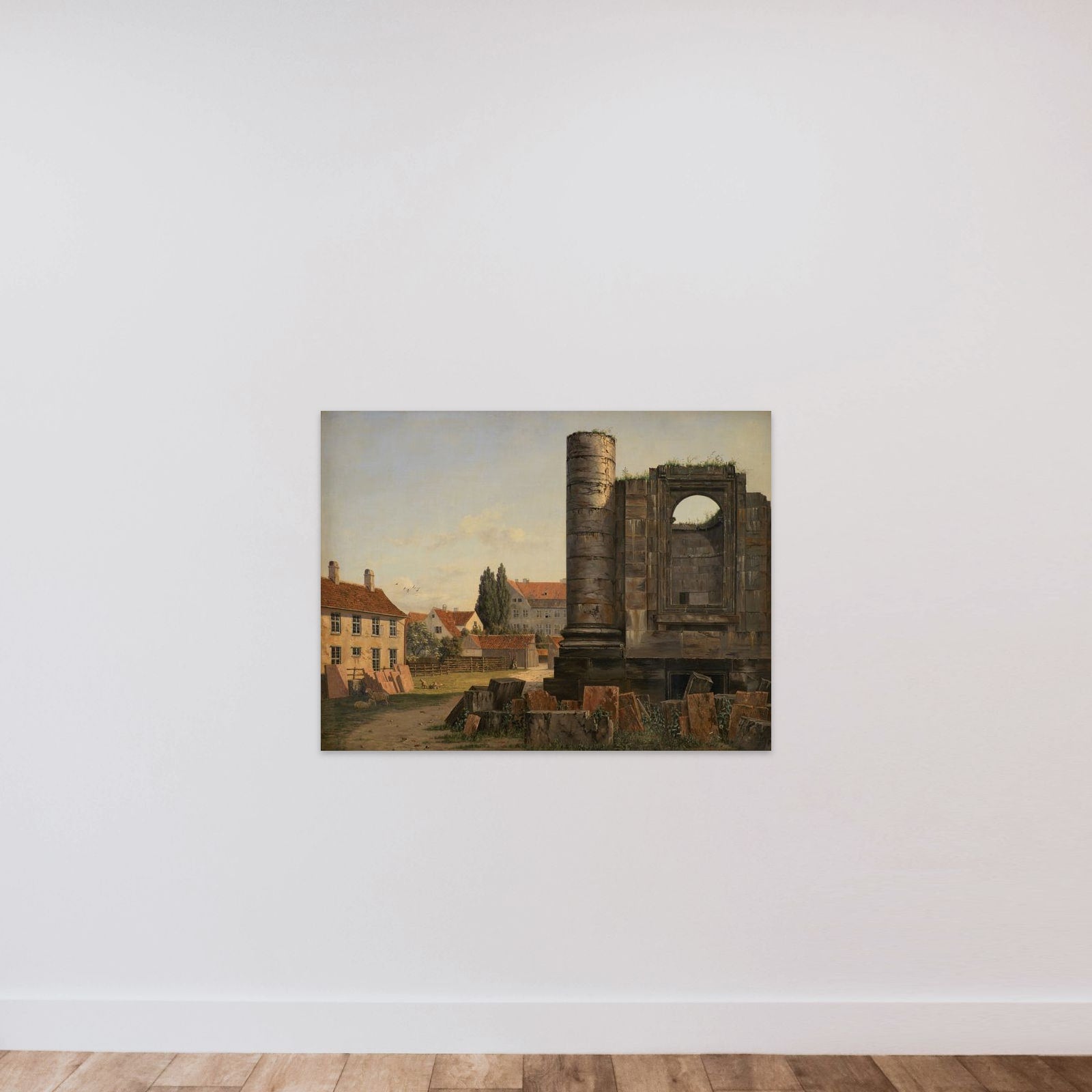 Parti af Marmorpladsen med ruinerne af den ufuldførte Frederikskirke unframed — shown to scale